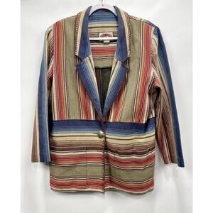 VTG Pine Cove Southwest Stripe Jacket Blazer Wms Medium Earthy Artsy Western 90s